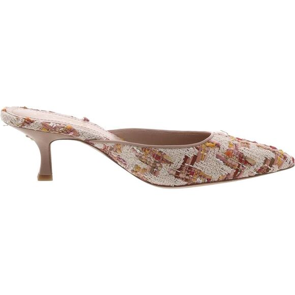 Coach Womens Renn Beige Tweed Dressy Kitten Mules Shoes NWOB - Picture 2 of 4